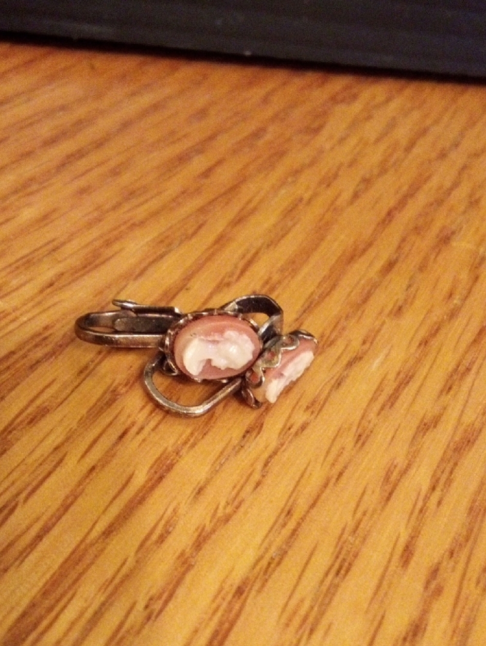 Pink Cameo Drop Earrings in Silver-Tone Setting - Women's Jewelry
